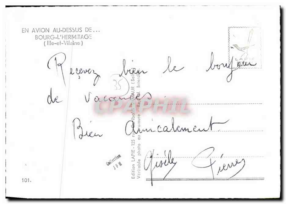 CPM En Avion Au Dessus De Bourg L Hermitage — Verso