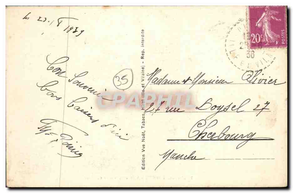 L'arrivée à HIREL - Vue vers Vivier-sur-Mer — Édition Vve Noét, Hirta-lille-et-Vivier — Rückseite