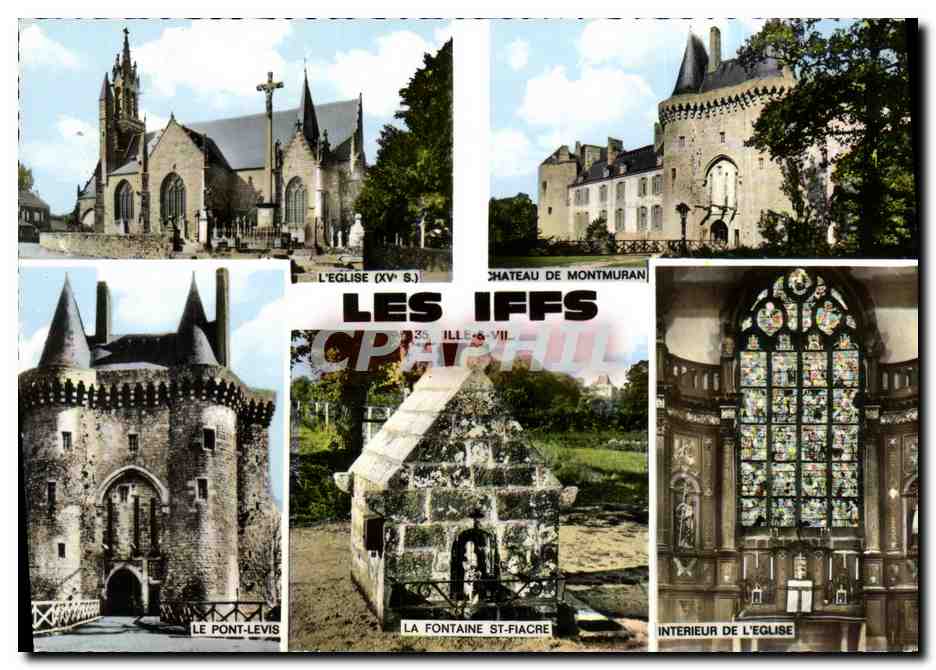 Les Iffs — Église (XVe s.), Château de Montmuran, Pont-levis, Fontaine Saint-Fiacre, Intérieur de l'église — Combiér Imprimeur-Mason