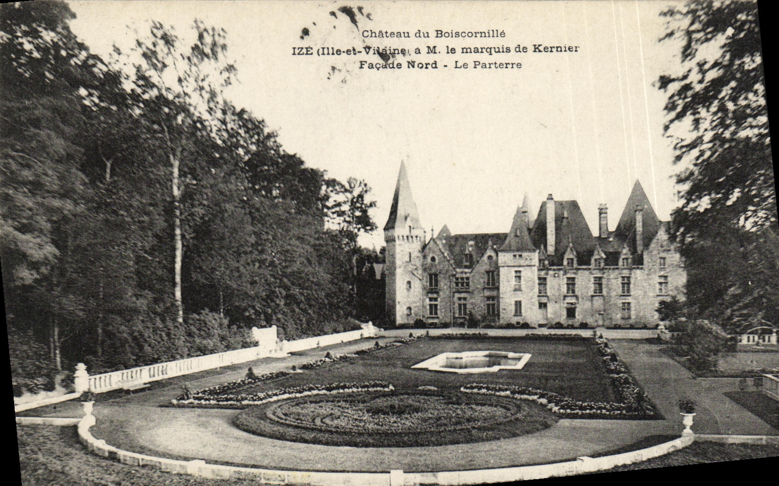 Château du Boiscornillé — IZÉ (Ille-et-Vilaine) — Façade Nord - Le Parterre