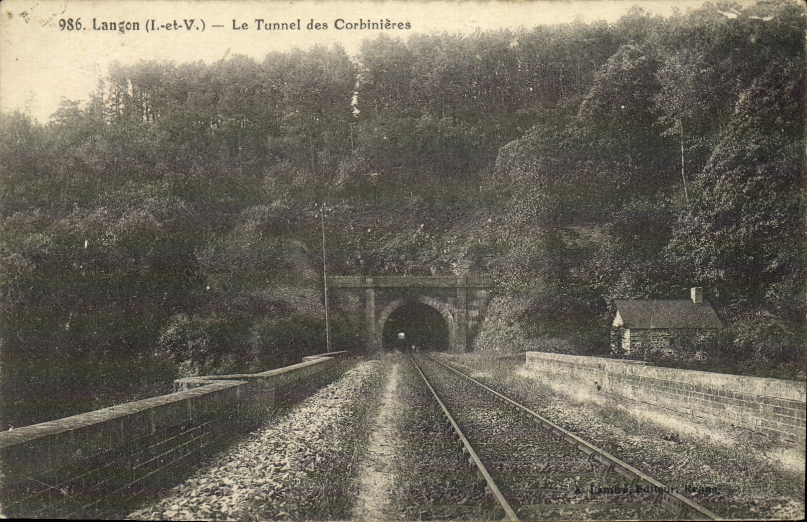 Langon (I.-et-V.) — Le Tunnel des Corbinières — éditeur A. Lamus, Ballon, Neufchâtel