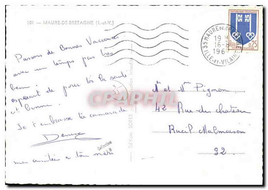 Maure-de-Bretagne — vue aérienne — Éditions SOFER, n°101 — Verso