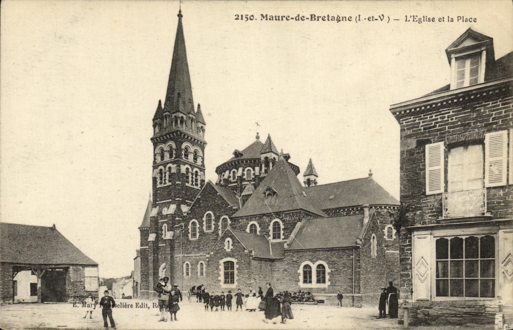 Maure-de-Bretagne — L'Église et la Place — E. Mary Rousseletière Edit, Rennes