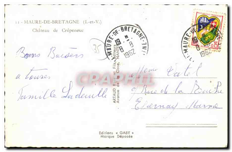 CPM Maure de Bretagne Chateau de Crepeneuc — Verso