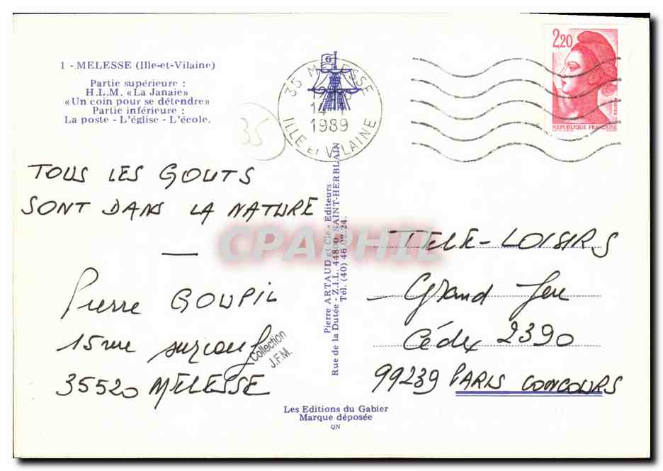 Melesse — vue panoramique — Les Éditions du Gablier, n°1 — Verso