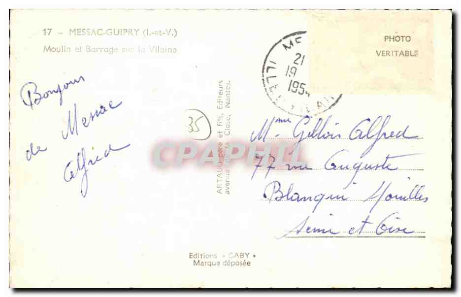 Moulin et barrage sur la Vilaine — Messac-Guipry (Ille-et-Vilaine) — Éditions Caby — Rückseite
