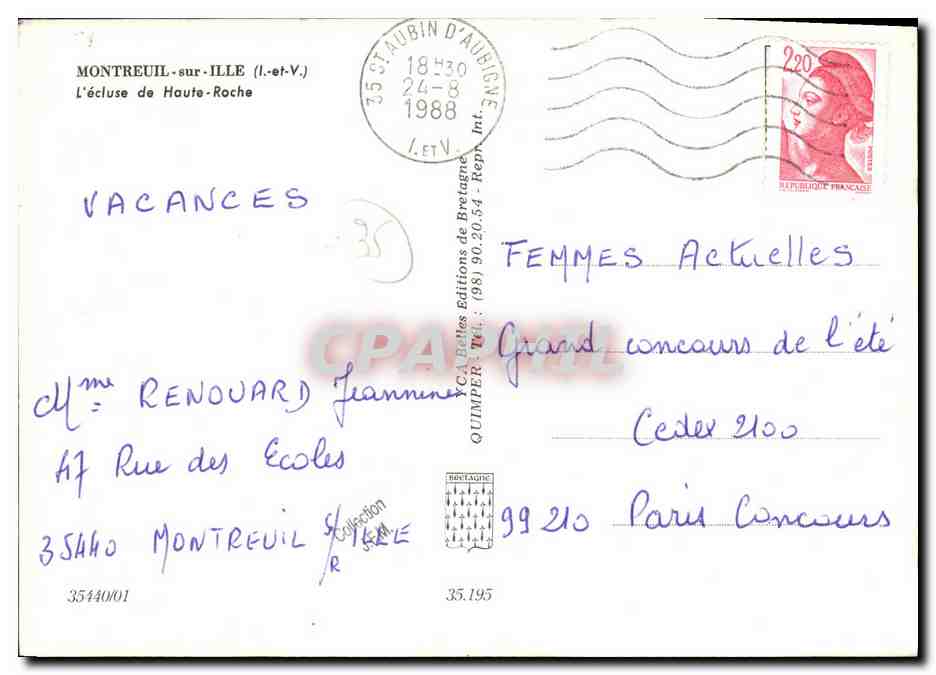 L'écluse de Haute-Roche — Montreuil-sur-Ille — éditeur CPAHIL, n° 35.195 — Reverso