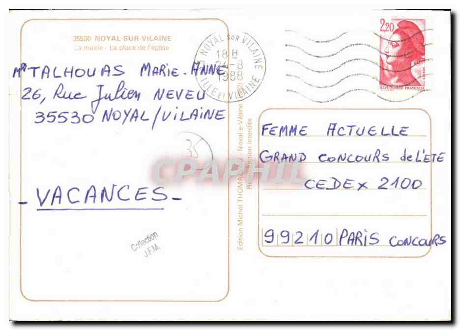 CPM Noyat sur Vilaine La mairie La place de l eglise — Verso