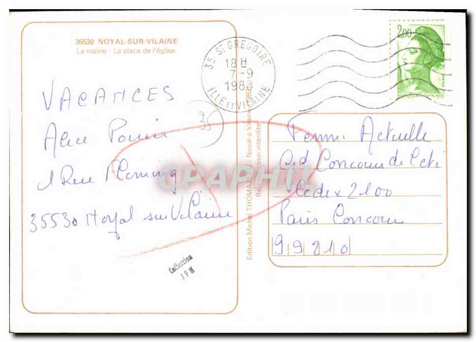 Noval-sur-Vilaine — La mairie et la pharmacie — Edition Méthode THOMAZA — Verso