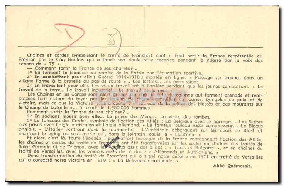 Cheminée monumentale « L'Épopée de la Délivrance Nationale » — conçue et exécutée en chêne massif par M. l'Abbé Quémérail, Paris — Rückseite