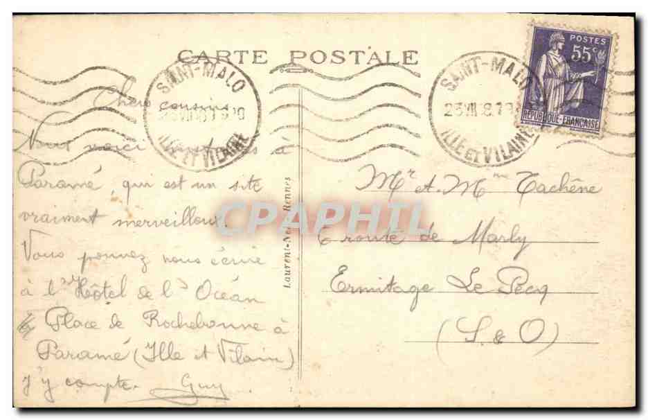 CPA Parame Plage de la Hoguette Le Casino et le grand hotel — Rückseite