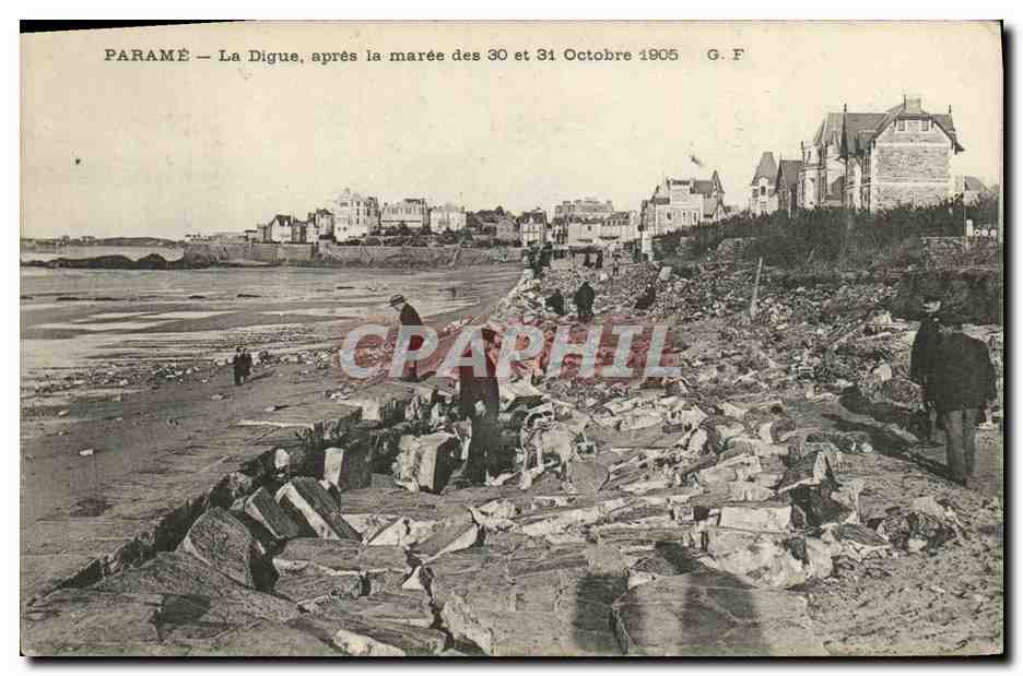 Paramé — La Digue, après la marée des 30 et 31 Octobre 1905 — G. F.