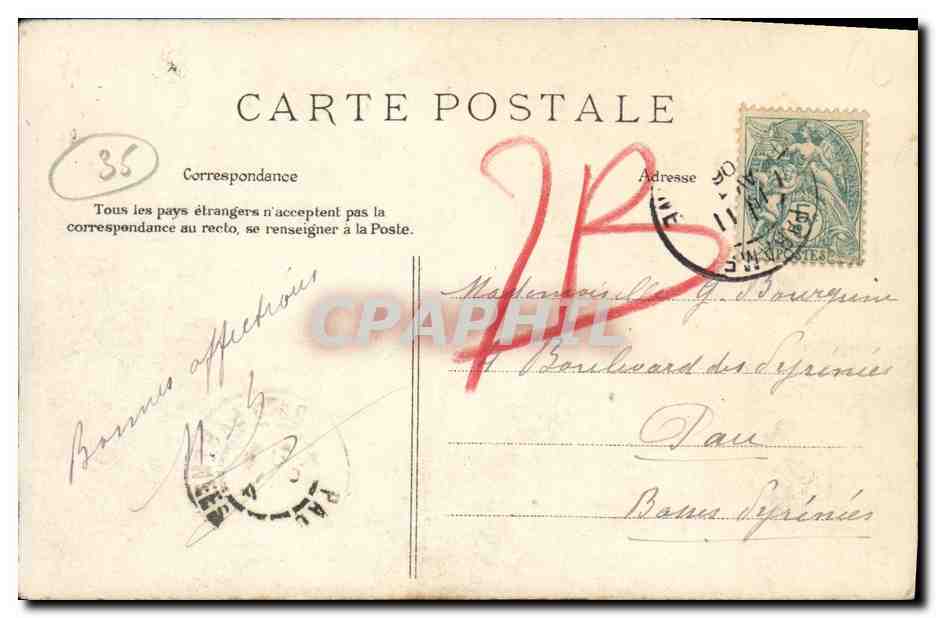 Paramé — La Digue, après la marée des 30 et 31 Octobre 1905 — G. F. — Reverso