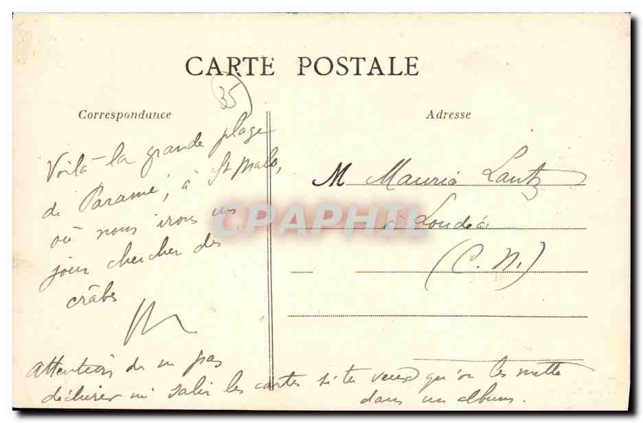 CPA Parame Perspective de la Digue au loin Rochedonne  — Rückseite