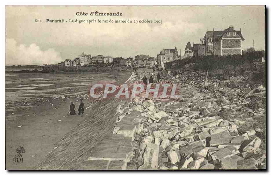 Paramé - Die Damm nach dem Sturmflut vom 29. Oktober 1905 — HLM, Nr. 811
