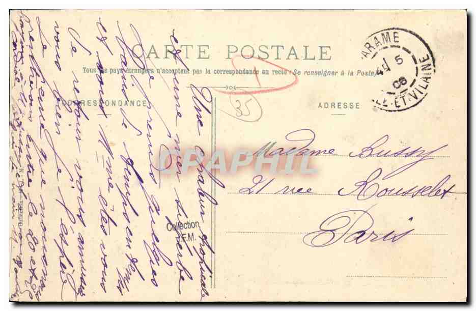 CPA Parame Le Grand Hotel et la Digue — Rückseite
