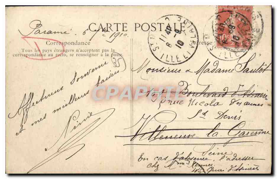 CPA Parame Plage Groupe de Villas — Rückseite