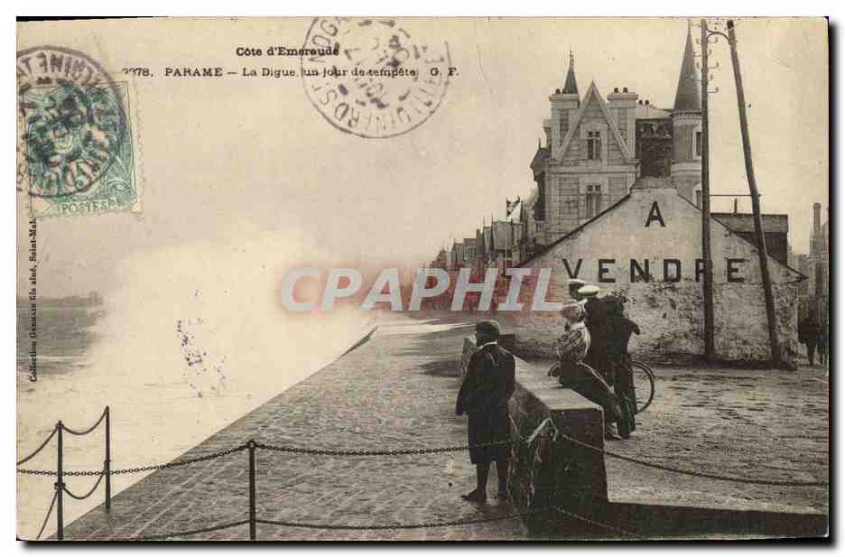 CPA Parame Le Digue Un jour de tempete 