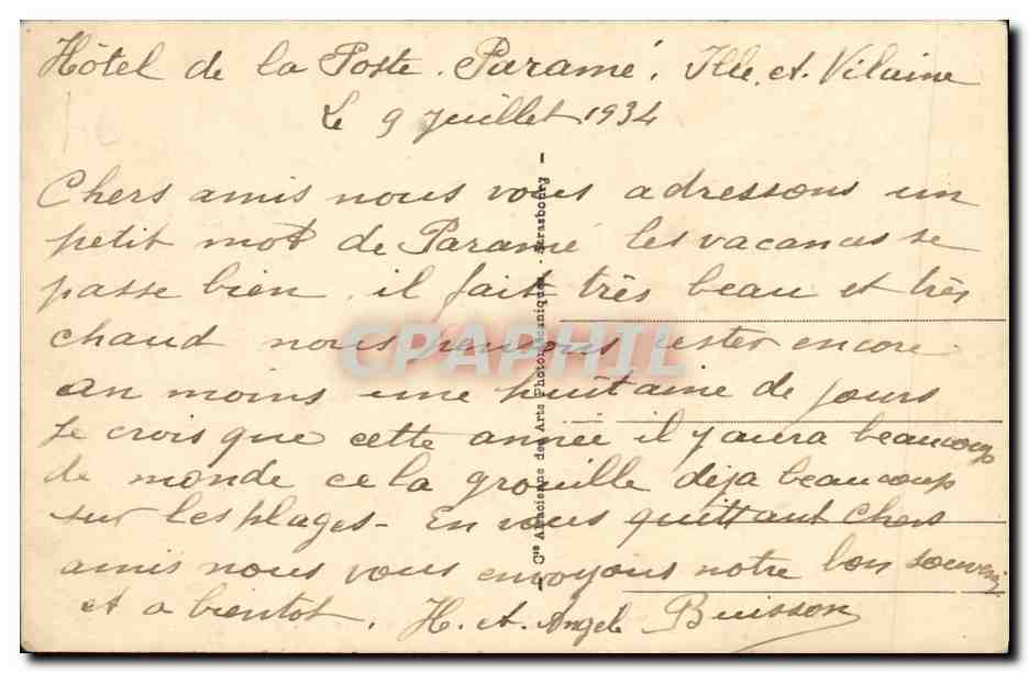 CPA Parame La Digue et la Plage — Rückseite