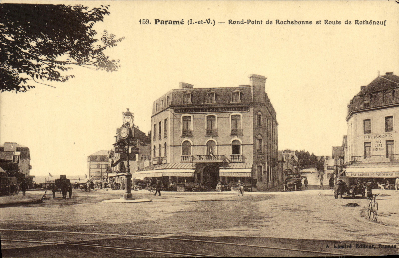 Paramé (I.-et-V.) — Rond-Point de Rochebonne et Route de Rothéneuf — A. Lamiré Éditeur, Romas