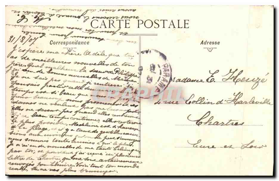 CPA Parame Le Grand Hotel et la Digue — Rückseite