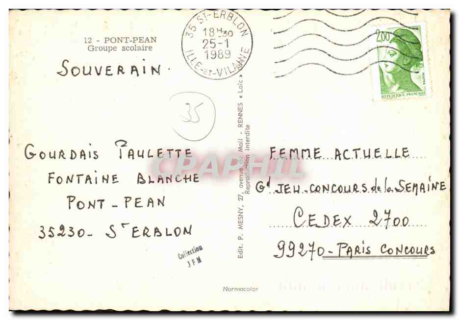 Cour d'école — Pont-Serblon — Éditeur Loïc, n°12 — Reverso