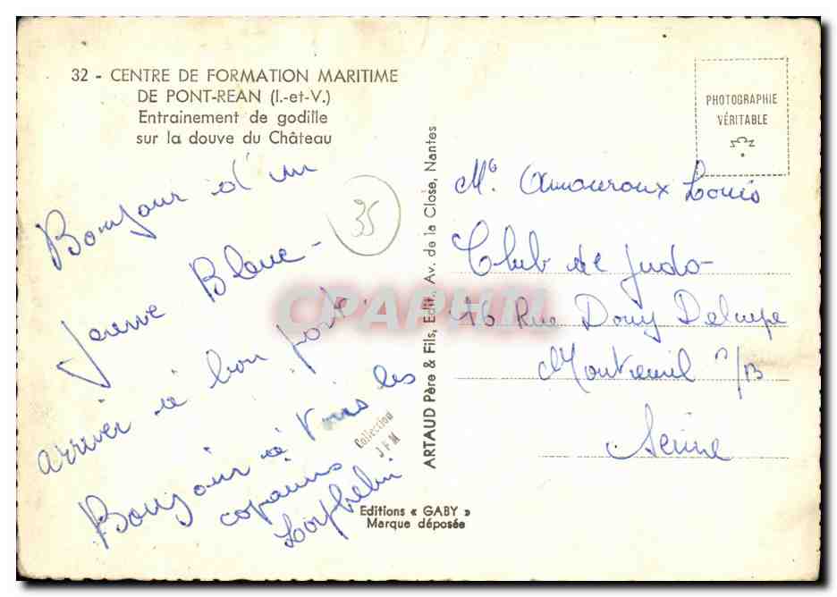 Entraînement de godille sur la douve du Château — Centre de Formation Maritime de Pont-Rean (Il-et-V.) — Éditions Gaby — Reverso