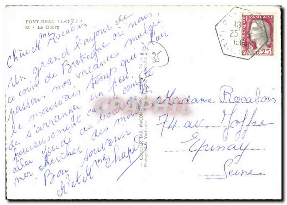 Vue de Pont-Réan — éditeur Cim, n° de série non visible — Verso
