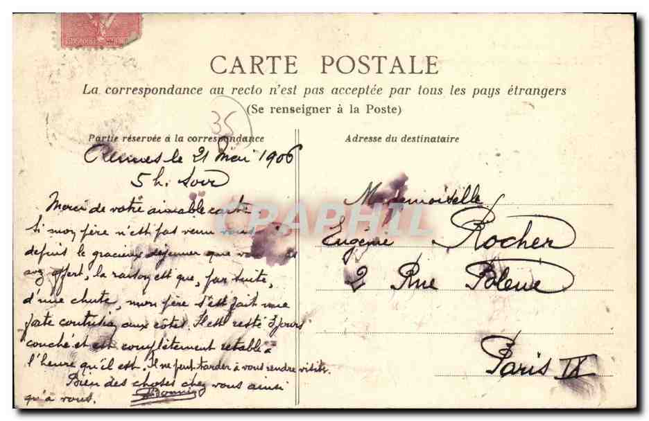 Pont-Réan — Le Moulin et le déversoir — A.G. 224 — Verso