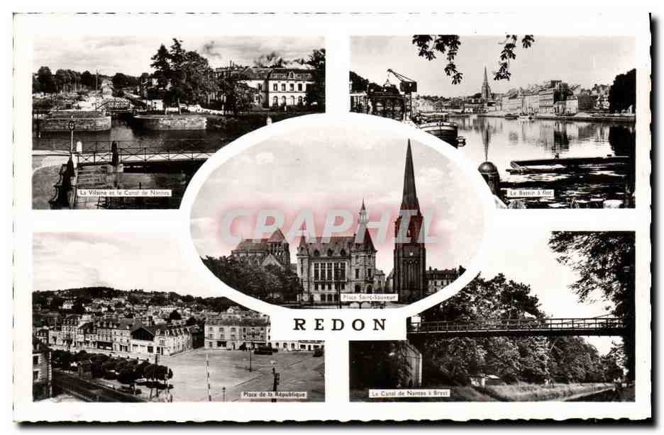 Redon — Vue panoramique et sites emblématiques — Éditeur Artand, n° de série non visible
