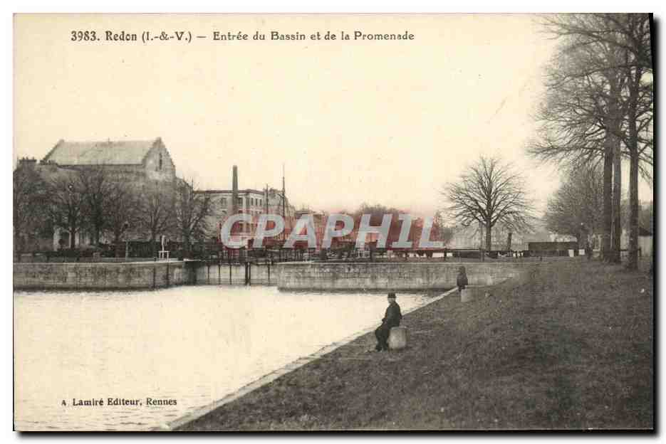 Redon (I.-&-V.) — Entrée du Bassin et de la Promenade — A. Lamiré Éditeur, Rennes
