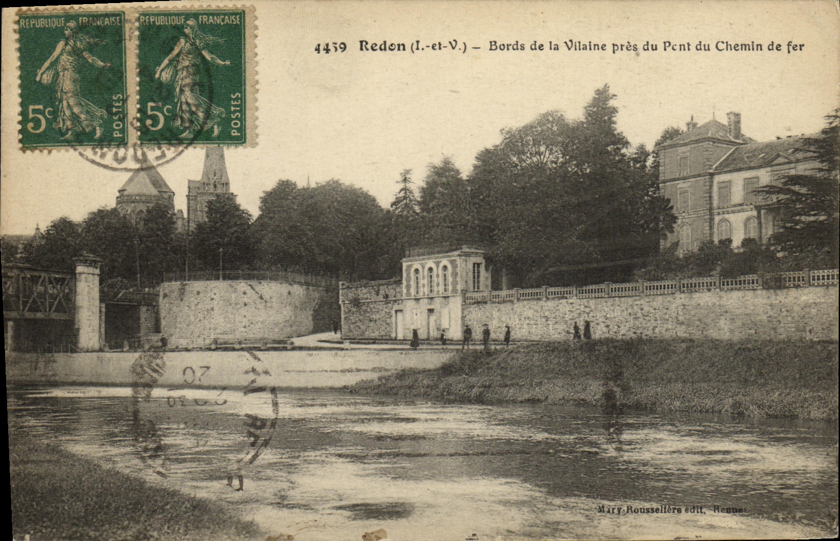 Redon (Ille-et-Vilaine) — Bords de la Vilaine près du Chemin de fer — Mary Roussellère edit. Rennes