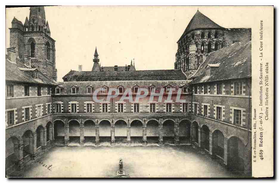 CPA Redon Institution St Sauveur La Cour Interieure Cloitre Richelieu