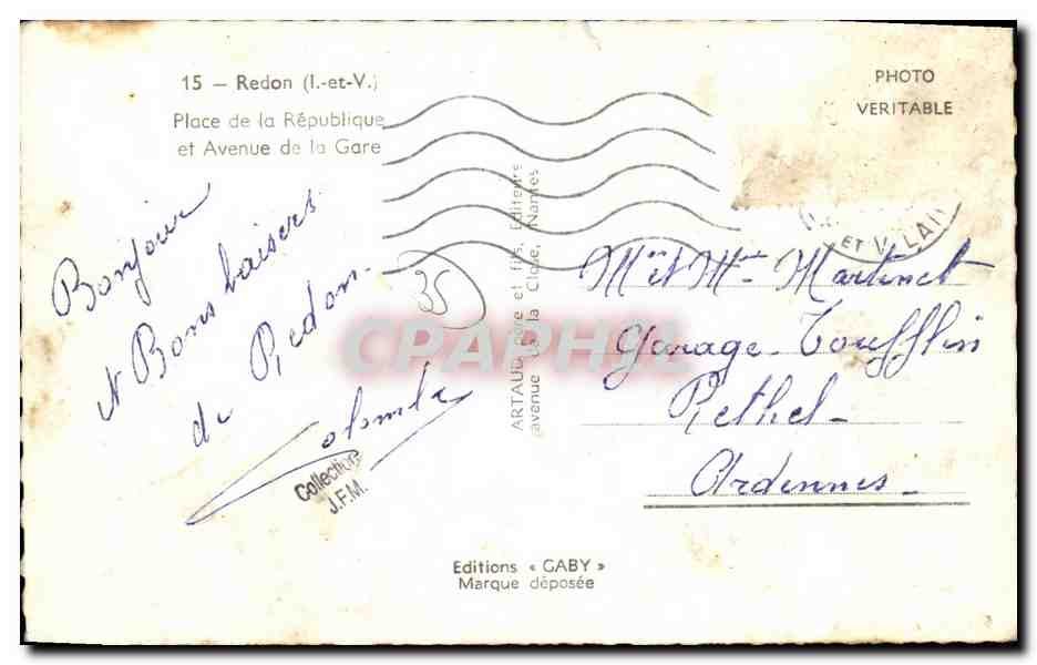 Place de la République et Avenue de la Gare — Redon (Ille-et-Vilaine) — Éditions GABY — Reverso