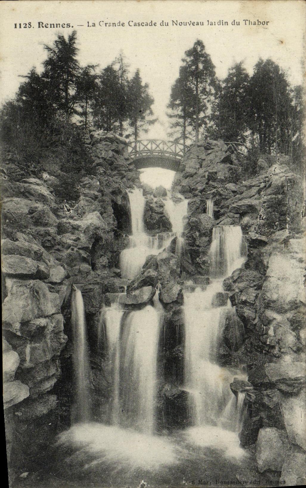 La Grande Cascade du Nouveau Jardin du Thabor — Rennes — Éditeur S. Mary, Pontsobery, Rennes, n° 1128