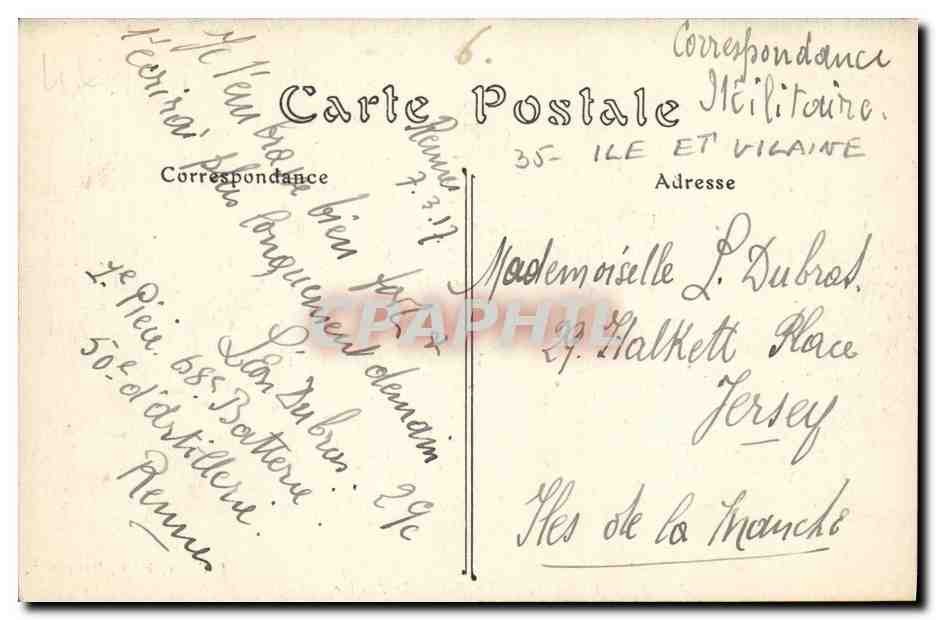 Rennes — Le Palais de Justice — J. Sorel, Edit., Rennes — Verso