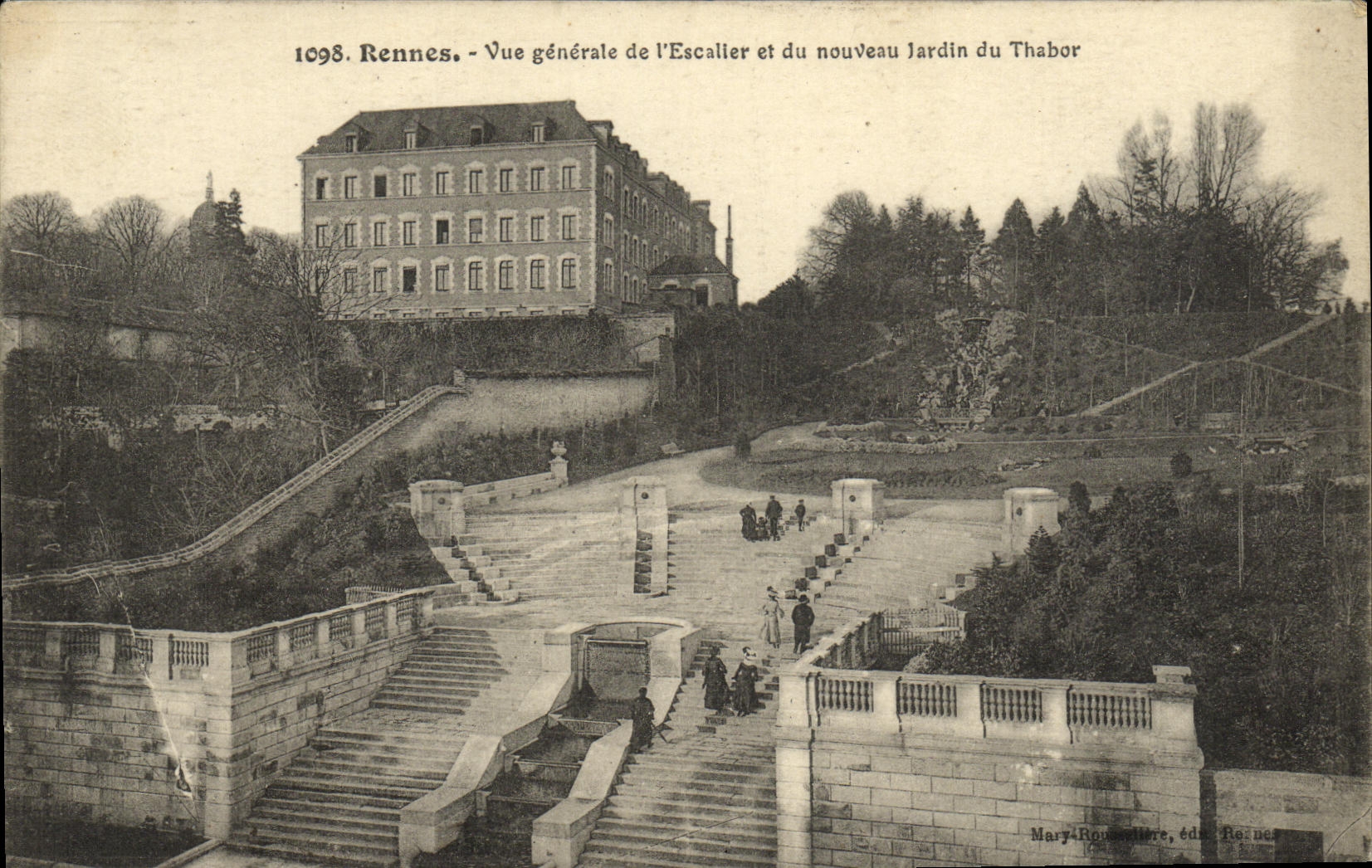 Rennes — General view of the Staircase and the new Thabor Garden — Mary Roussière, publisher Rennes