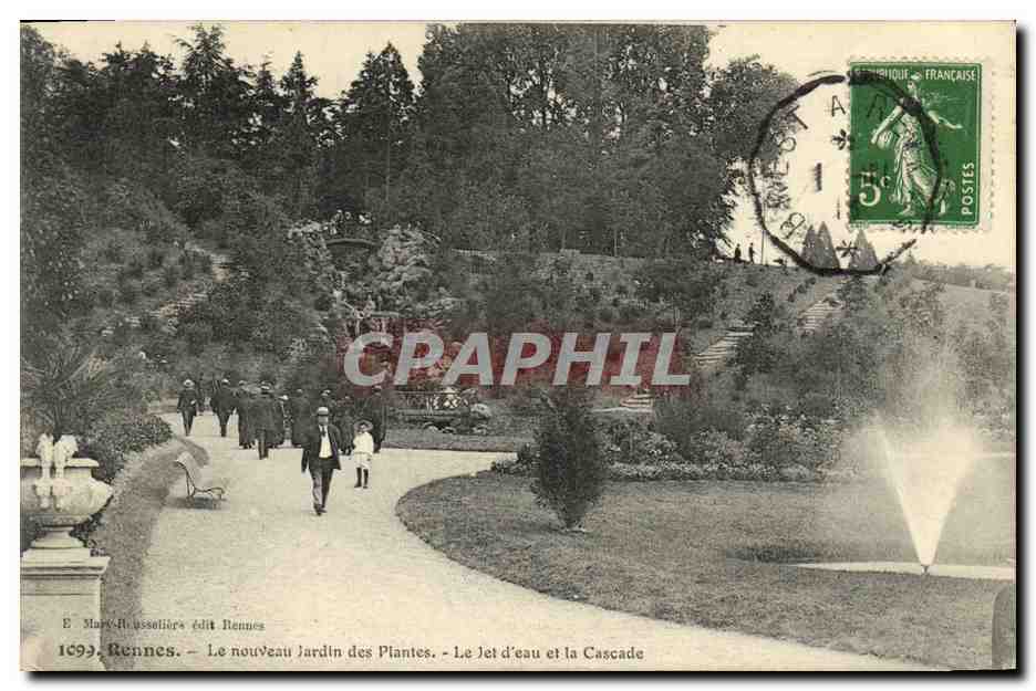 CPA Rennes Le nouveau Jardin des Plantes Le jet d eau et la cascade