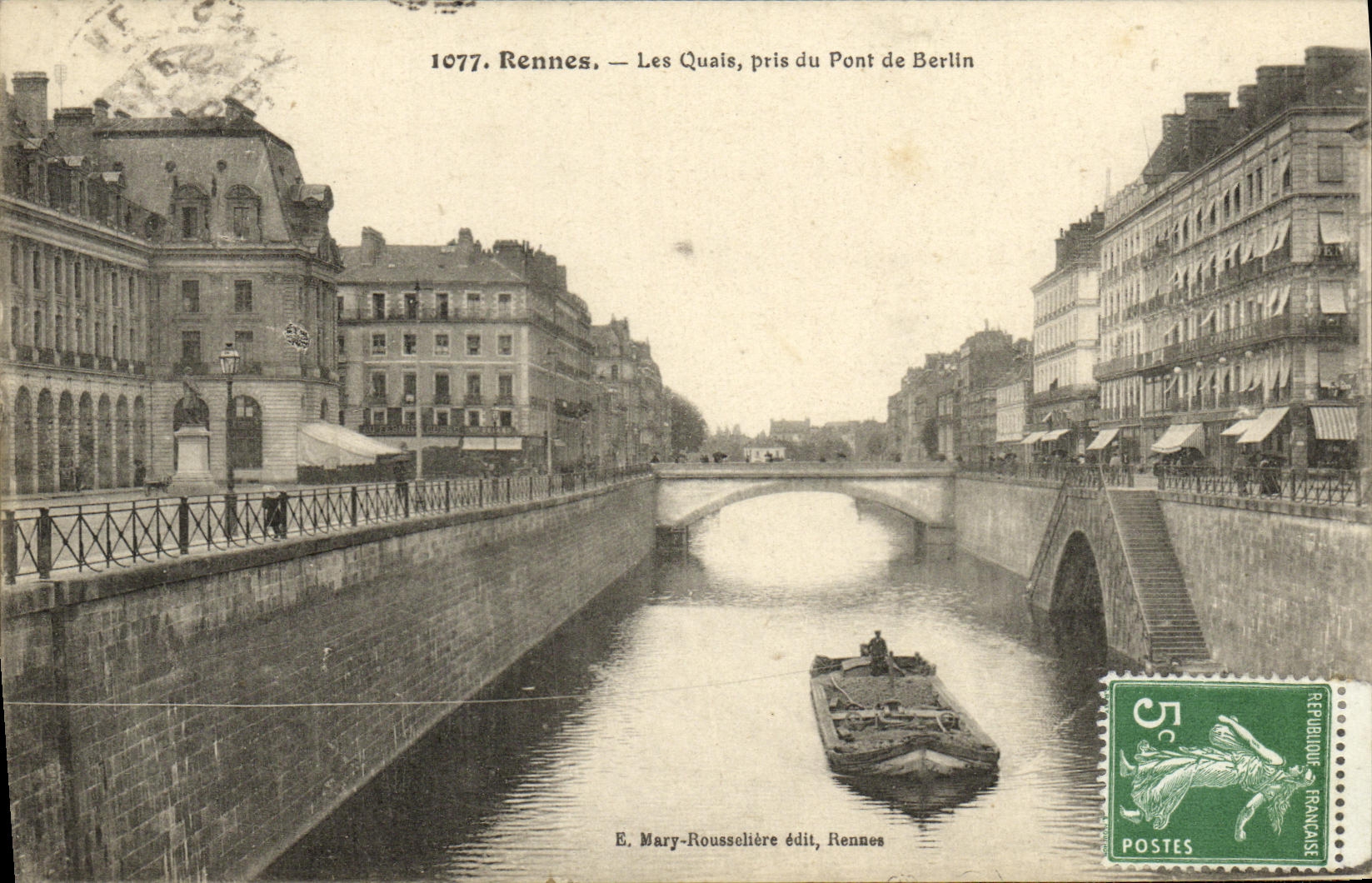 Rennes — Les Quais, pris du Pont de Berlin — E. Mary-Rousselière édit, Rennes