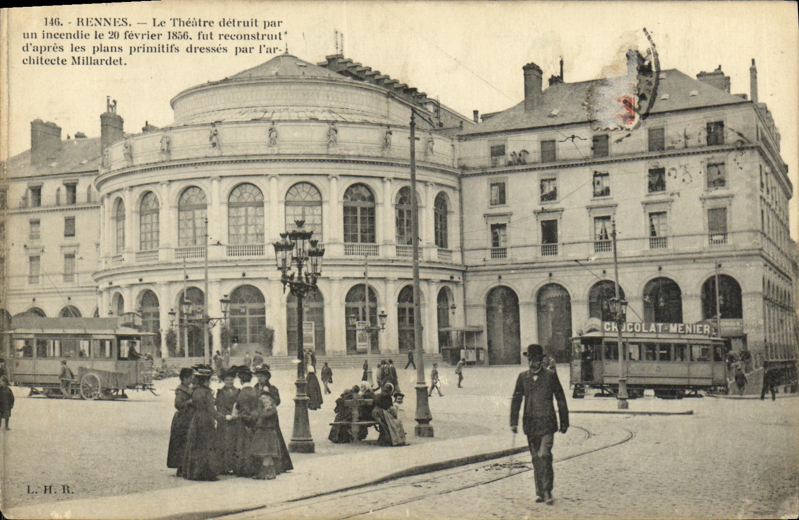 Rennes — Das Theater zerstört durch einen Brand am 20. Februar 1856 — L.H.R.