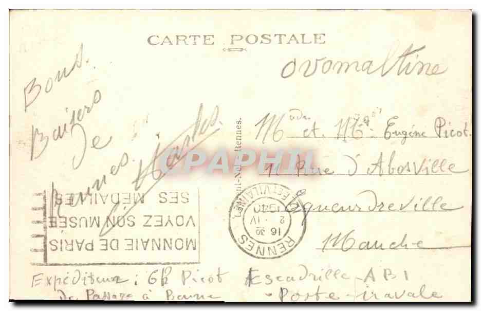 CPA Rennes Jardins sur la Vilaine — Rückseite