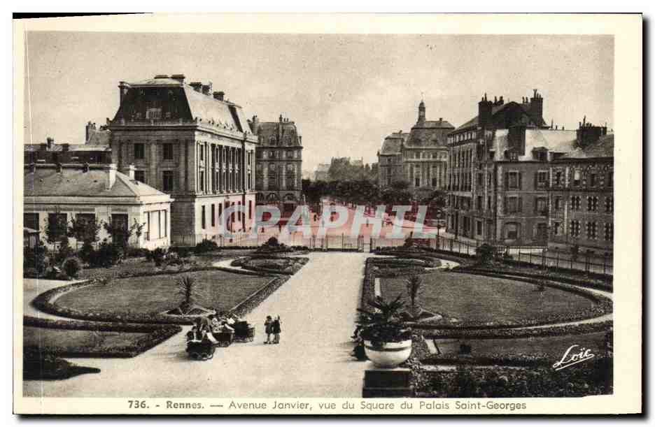 CPA Rennes Avenue Janvier vue du Square du Palais Saint Georges