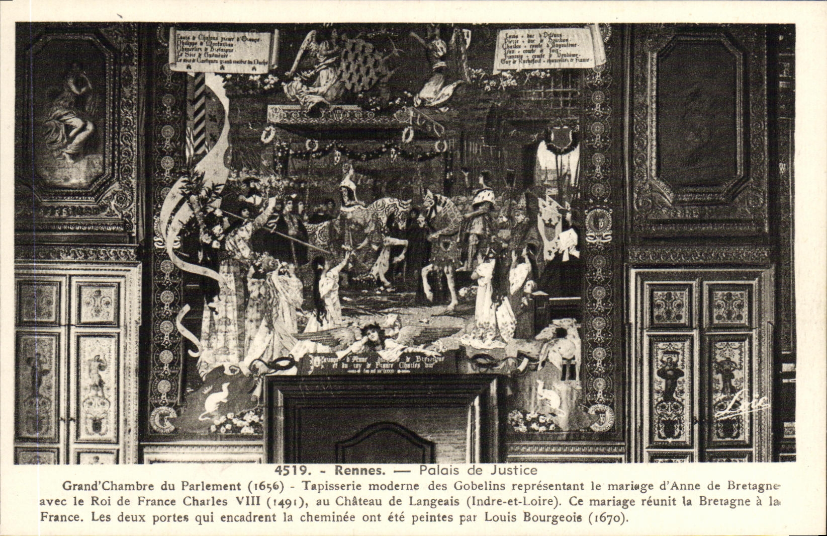 Grand'Chambre du Parlement — Tapisserie moderne des Gobelins représentant le mariage d'Anne de Bretagne avec le Roi de France Charles VIII — Palais de Justice, Rennes