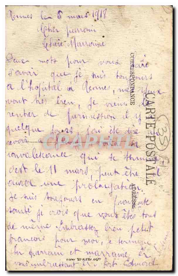 CPA Rennes La Vilaine couverte Les Jardins — Verso