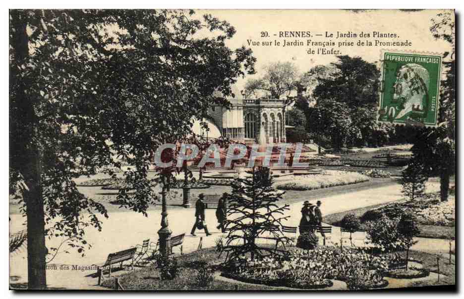 CPA Rennes Le Jardin des Plantes Vue sur le jardin francais prise de la promenade de l enfer