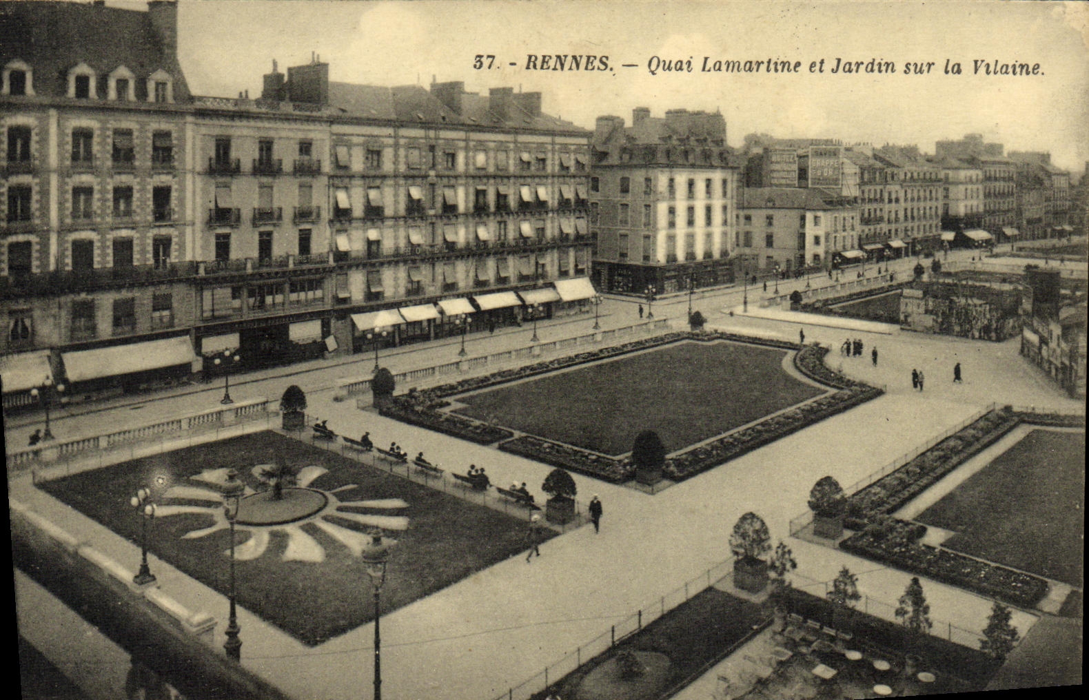 Rennes — Quai Lamartine et Jardin sur la Vilaine — éditeur G. Ariand, N° 37