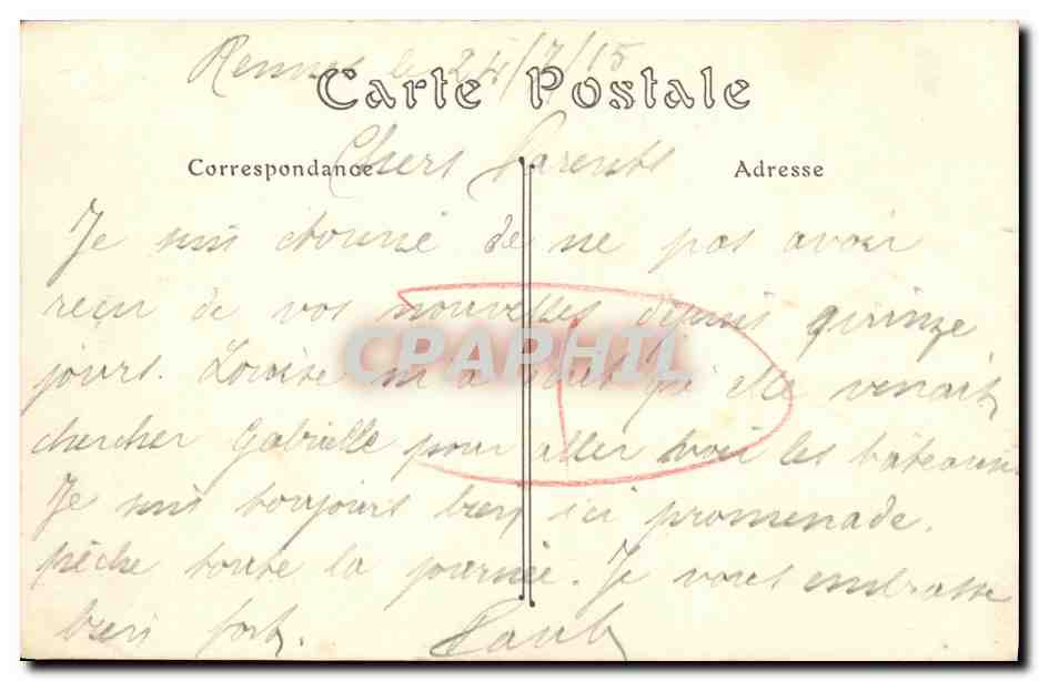 CPA Rennes Le Palais de Justice Tramway Quinquinha Raspail — Rückseite