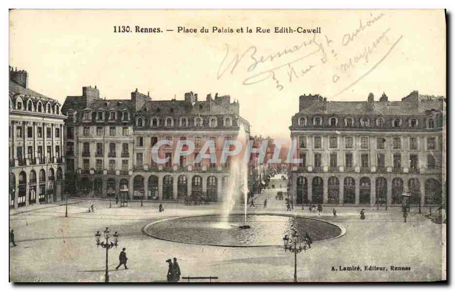 CPA Rennes Place du Palais et la Rue Edith Cawell