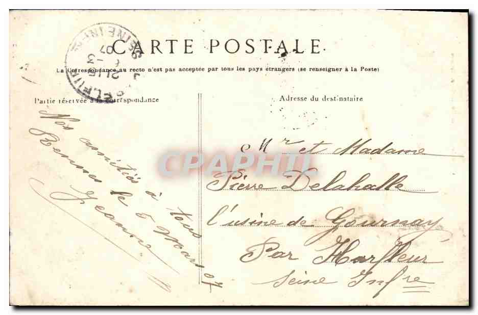Rennes — L'Hôtel-de-Ville — G.F. — n° 1021 — Verso