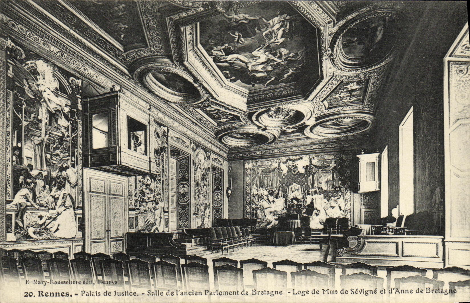CPA Rennes Palais de Justice salle de l ancien parlement de Bretagne Loge de Mme Sevigne et d Anne de Bretagne 